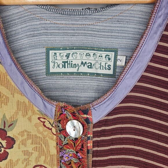 NOTHING MATCHES Sleeveless Midi Dress 2 Artsy Lagenlook Mixed Print Drop Waist - Picture 6 of 7